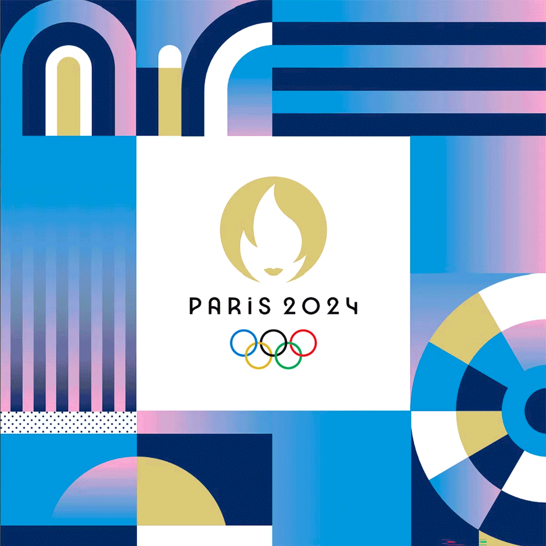 Paris Olympics 2024 branding, logo, iconography, pictograms, visual language social post Mindcorp London creative design agency